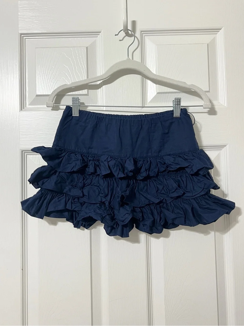 Ralph Lauren Girls Tiered Ruffle Pull-On Skirt Size 10 Navy Blue